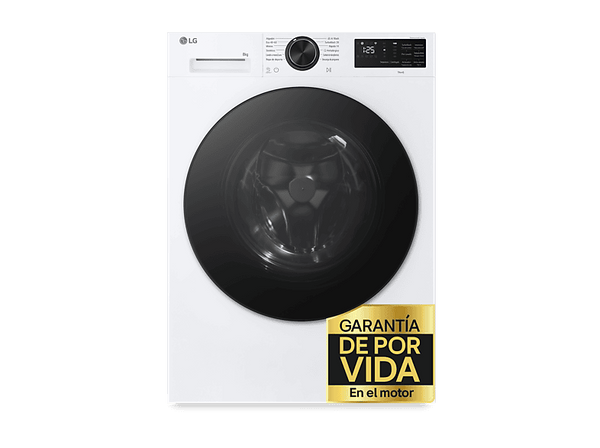 Lavadora carga frontal - LG F2X50S8TLB, 8 kg, 1200 rpm, 12 programas, AI Wash™, TurboWash™ 360°, Clase A-30%, Blanco