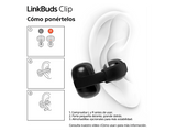 Auriculares True Wireless - Sony LinkBuds Clip, estilo abierto, 3 modos de escucha, IPX4, llamadas nítidas, 37 horas, IA, Táctil, iOS/Android, Negro
