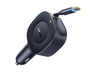 Cargador coche - Baseus VR2 PrimeTrip, Universal, 30W, Puerto Tipo-C, Con cable retráctil Tipo-C, Rotación multiángulo, Negro Cosmic