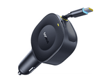 Cargador coche - Baseus VR2 PrimeTrip, Universal, 30W, Puerto Tipo-C, Con cable retráctil Tipo-C, Rotación multiángulo, Negro Cosmic
