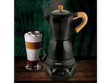 Cafetera tradicional - Jocca 2188N, 0.26 l, Aluminio, 480 W, 6 Tazas, Italiana, Eléctrica, Sin Cables, Negro/Madera