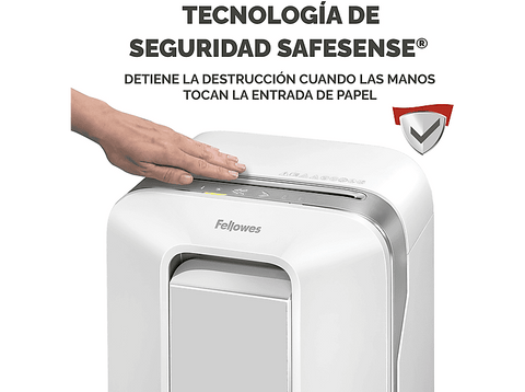 Destructora de papel - Fellowes  LX201, Tecnología Intellibar™, Blanco