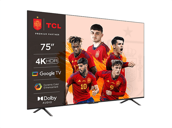 TV LED 75" - TCL 75P635, LCD, 4K HDR TV, Google TV, Control por voz, Smart TV, Dolby Audio, HDR10, Negro