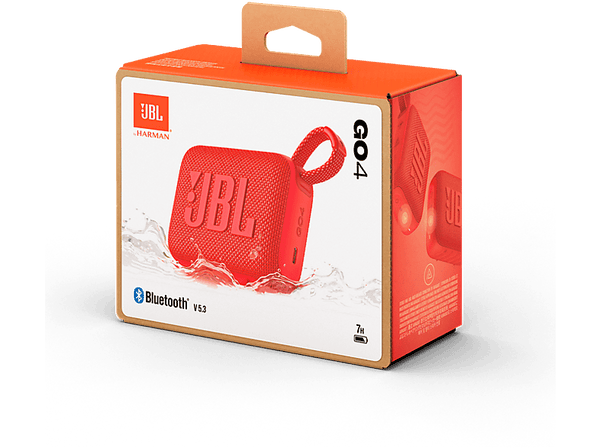 Altavoz inalámbrico - JBL Go 4, 4.2 W, Bluetooth, 7 h autonomía, Resistente al polvo y agua, Rojo