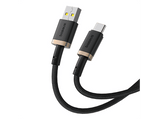 Cable USB - Baseus Dura, USB a USB-C, 100 cm, 60W, Carga rápida, Ultrarresistente, Negro y Dorado