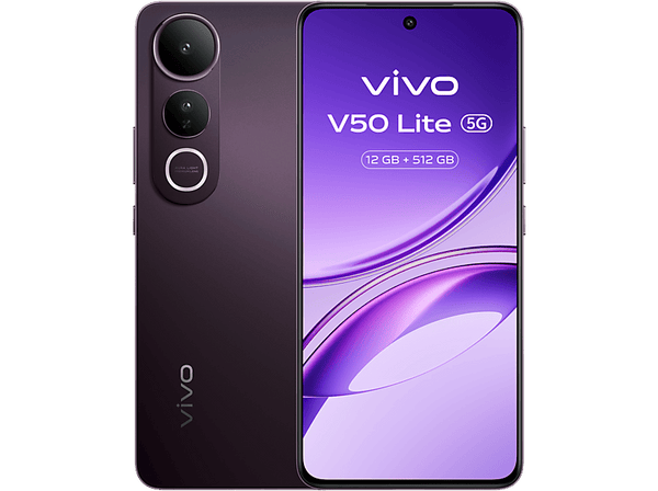 Móvil - vivo V50 Lite, Phantom Black, 512 GB, 12 GB RAM, 6.77" AMOLED, MediaTek Dimensity 6300, 6500mAh