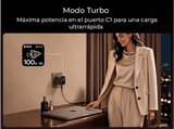 Cargador de pared - Baseus PicoGo AH22,  100W, USB-C, Carga ultrarrápida simultánea, Triple puerto, Pantalla inteligente, Con cable 1m, Dark Cherry