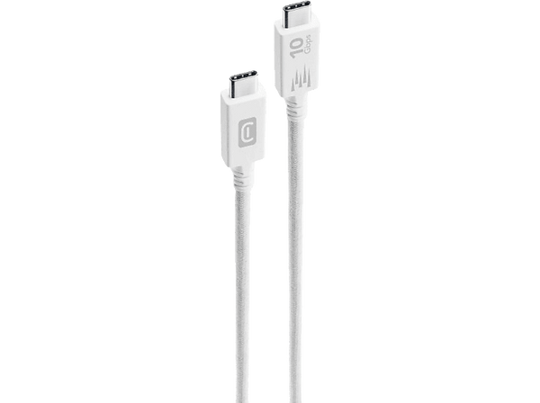 Cable USB-C - CellularLine USBDATA31C2C1MW, 150 cm, De USB-C a USB-C, Blanco