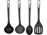 Set utensilios cocina - Tefal Ingenio Premium K206S414, Cuchara, Cuchara colador, Espátula, Cucharón, Sin PBA, Negro