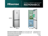 Frigorífico combi - Hisense RB390N4BCC, No Frost, 186 cm, 304 l, Micro Vents Cooling, Motor Inverter, Inox