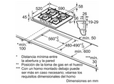Placa de gas - Bosch PPP6A6I10, 4 zonas, 26 cm Zona grande, Gas natural, 59 cm, Negro