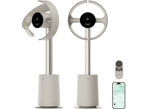 Ventilador de pie - Dreame MF10, 55 W, 10 Velocidades, Sin aspas, Control Inteligente desde el móvil, Beige