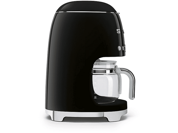 Cafetera de goteo - Smeg DCF02BLEU, 50's Style, 1050 W, 10 tazas, 1.4 l, 8 funciones, Filtro permanente, Negro