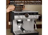 Cafetera express - Krups Precision XP801T, Molinillo integrado, 30 ajustes de molienda, 15 bares, 1500 W, 3.5 L, Thermoblock, 2 tazas,  Inox