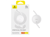 Cable USB-C - Baseus Free2Pull, Retráctil, Tipo C a Tipo C, Cable de 100 cm, Universal, 60W, Blanco Luna