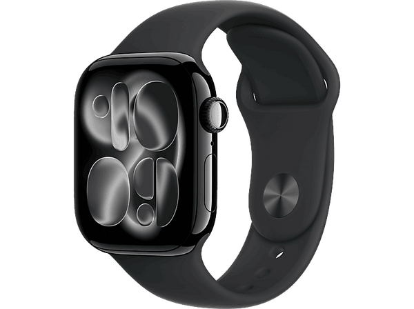 Apple Watch Series 11 (2025), GPS, 42 mm, Caja de aluminio Negro Azabache, Correa deportiva Negra, M/L, Calidad del sueño, 24h Autonomía