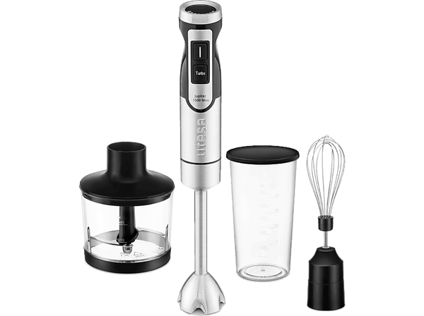 Batidora de mano - Ufesa Jupiter 1500 Max, 1500 W, Velocidad variable, 4 cuchillas, Inox
