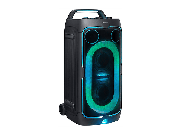 Altavoz de gran potencia - Samsung MX-ST50F/ZF, Portátil para fiestas, Asa de transporte y ruedas, Iluminación personalizable, Aut 18h, 240 W, Negro
