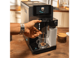 Cafetera superautomática - Cecotec Cremmaet Latte, 19 bar, 1300W, Depósito de leche 400ml, Depósito de agua 1.1L, Display táctil, Molinillo, Negro