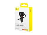 Cargador de móvil para coche - Baseus Enjoyment Pro, Universal, 60W, Con cable retráctil Tipo-C, Carga rápida y simultánea, Negro Cluster