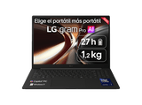 Portátil - LG Gram Pro 16Z90U-K.AUB8BN Copilot+ PC, 16 WQXGA+, Intel® Core™ Ultra X7 358H 50 TOPS, 32GB RAM, 1 TB SSD, Windows 11 Home, Sin cargador