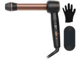 Rizador - Rowenta Twist Curl CF4620, 3 tamaños en 1, Barril ajustable en forma de L, 4 temperaturas, 150 °C a 210 °C, Revestimiento cerámico, Negro