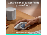 Ratón - Logitech Ergo M575S, Trackball inalámbrico, Botones personalizables, Ergonómico, 2000ppp, Clics silenciosos, 18 meses de pila, PC-Mac, Blanco