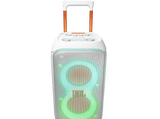 Altavoz de gran potencia - JBL PartyBox Stage 320, Portátil para fiestas, Asa telescópica y ruedas, BT, Resistente salpicaduras, Aut 18h, 240W, Blanco