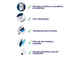 Climatizador evaporativo - Jata JVAC2003, 65 W, 3 Velocidades, 6L, Asa de transporte, Flujo de aire: 369 m3/h, Blanco