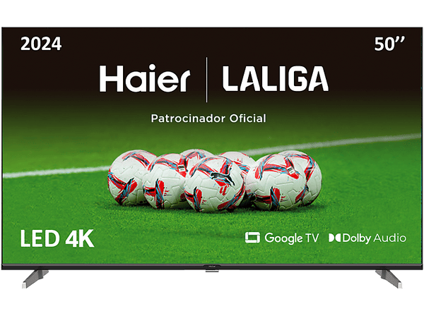 TV LED 4K 50" - Haier K85 Series H50K85EUX, Smart TV (Google TV), HDR 4K, Direct LED, Dolby Audio, Sin marcos, Negro