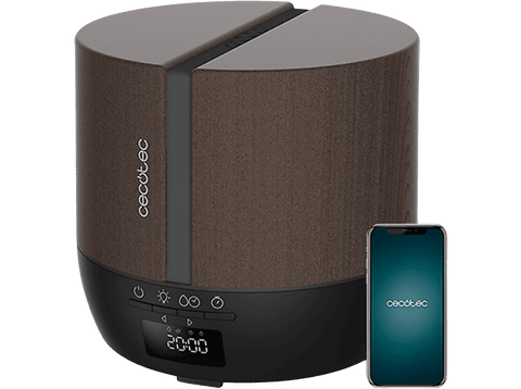 Humidificador - Cecotec PureAroma 550 Connected Black Woody, 0.5 l, 30 m², Altavoz, 25 ml/h, Bluetooth, Negro