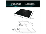 Placa vitrocerámica - Hisense E6332BSCE, 3 zona(s), 30 cm Zona Grande, 59 cm Ancho, Temporizador, Control Táctil, Negro