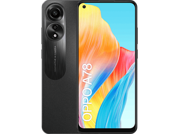 Móvil - OPPO A78  4G, Mistlack, 128 GB, 8GB RAM, 6.43" AMOLED FHD+, Qualcomm Snapdragon™ 680, 5000 mAh, Android