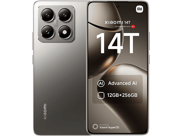 Móvil - Xiaomi 14T, Gris Titanio, 256 GB, 12 GB RAM, 6.67" 1.5K, Mediateck Dimensity 8300 Ultra, 5000 mAh, Android-HyperOS