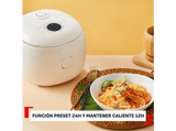 Arrocera - Tefal Multifunción POP, 0.7 L, Hasta 4 raciones,  Tecnología Smart  NFC, Compacta, Bol Antiadherente,  Cesta vaporera, 8 programas, Blanco