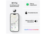 Apple AirTag (2.ª generación), Localizador, Paquete de 4 unidades, Bluetooth, Chip U1, NFC, Privaciad de serie, Plata