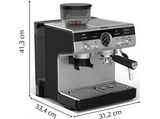 Cafetera express - Krups Precision XP801T, Molinillo integrado, 30 ajustes de molienda, 15 bares, 1500 W, 3.5 L, Thermoblock, 2 tazas,  Inox
