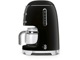 Cafetera de goteo - Smeg DCF02BLEU, 50's Style, 1050 W, 10 tazas, 1.4 l, 8 funciones, Filtro permanente, Negro