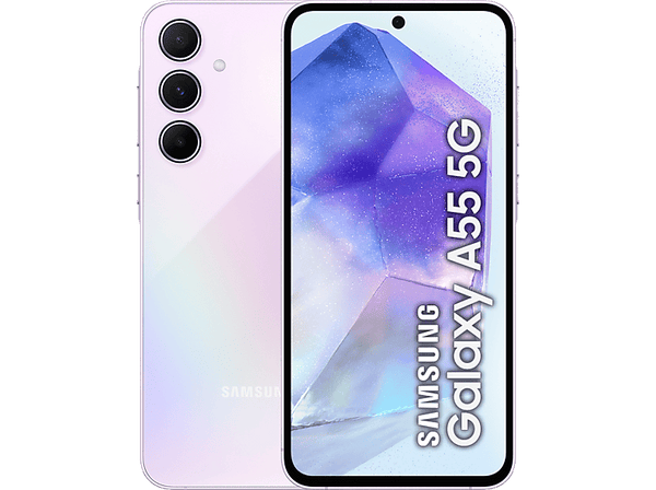 Móvil - Samsung Galaxy A55 5G, Light Violet, 128GB, 8GB RAM, 6.6 FHD+ Super AMOLED, Exynos 1480 Octa-Core, 5000 mAh, Android