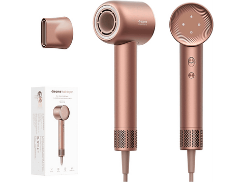 Secador - Dreame Hair Glory, 1600 W, 4 Niveles de Temperatura, 2 Velocidades de Flujo de Aire, 110.000 rpm, 70 m/s, Rosa