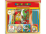Pack papelería - Super Mario: estuche, cuaderno A5, 4 lápices de colores, bolígrafo, lápiz, regla y sacapuntas