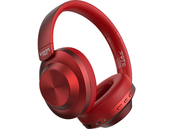 Auriculares inalámbricos - Vieta Way 4, Circumaurales, Bluetooth, 50h Autonomía, Diseño doble plegado, Micrófono, Rojo