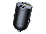 Cargador coche - Baseus Tiny Star Mini, Universal, Tipo-C y USB, 30W, Con cable, Negro Cosmic