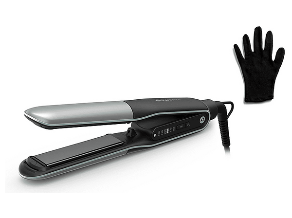 Plancha de pelo - Rowenta Thermostyle, Plancha y rizador, 2 en 1, Titanio, 150 a 230 °C, Iónica, Rápido calentamiento, Diseño redondeado,  Negro