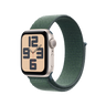 Apple Watch SE (2024), GPS + Cellular, 40 mm, Caja de aluminio Blanco estrella, Vidrio delantero Ion-X, Correa Loop deportiva Verde lago