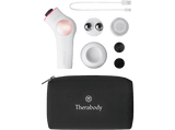 Pistola de masaje - Therabody TheraFace PRO TF02222-01, Facial, LED Ring, Pantalla OLED, USB, 3 Cabezales, Blanco