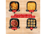 Freidora de aire - Moulinex Easy Fry Mega Compact EZ8618, 7.5 L, Hasta 8 raciones, Pantalla táctil, 8 Programas automáticos, Diseño compacto, Negro