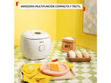 Arrocera - Tefal Multifunción POP, 0.7 L, Hasta 4 raciones,  Tecnología Smart  NFC, Compacta, Bol Antiadherente,  Cesta vaporera, 8 programas, Blanco
