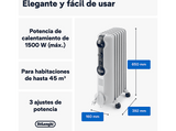 Radiador - De'Longhi Radia-s Easytronic TRRSE0715, Sistema de aceite, 1500W, Termostato de seguridad, 7 Elementos, Blanco