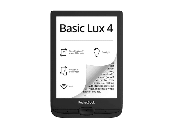 eBook - Pocketbook Basic Lux 4, 6 " E-Ink Carta™, 8 GB, Wifi, 1.300mAh, Negro